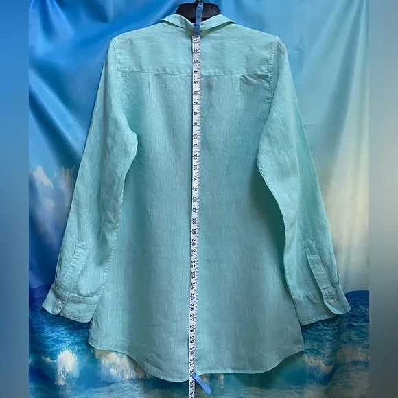 Frank & Eileen Shirley Tailored Button-Up Shirt Classic Linen Size: L Seafoam